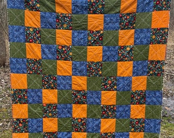 Folk Art Floral Quilt, Rag Quilt, Quilts