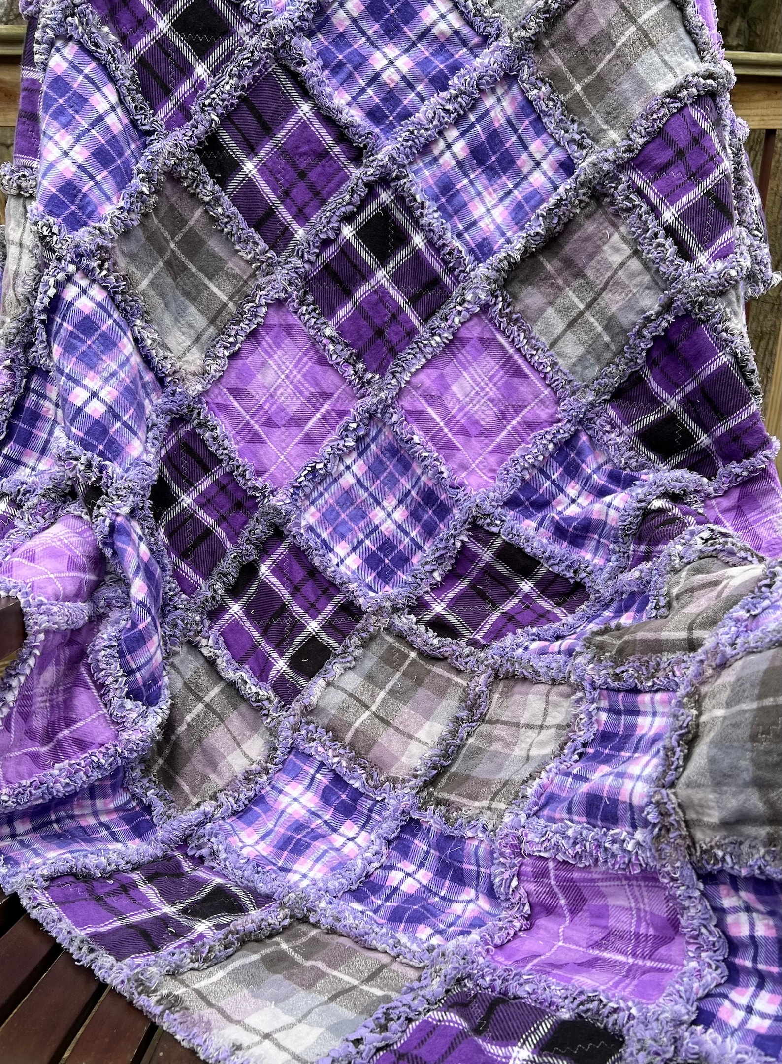 Plaid Flannel Rag Quilt Throw, Custom Orders, Special Order Quilts
