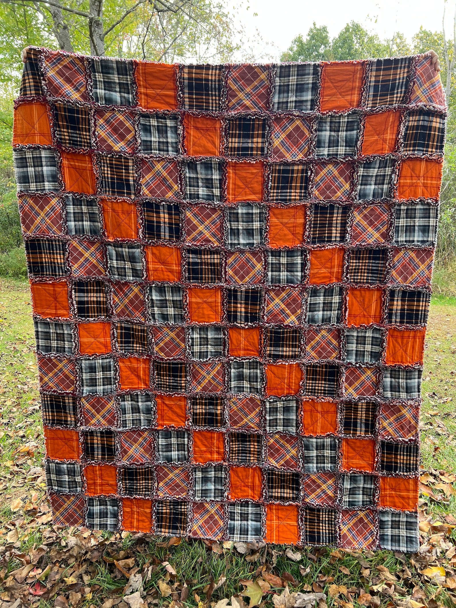 Plaid Flannel Rag Quilt Throw, Custom Orders, Special Order Quilts