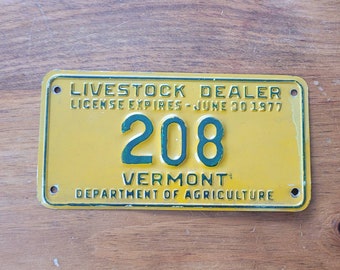 Rare Vintage Vermont Livestock Dealer Plate