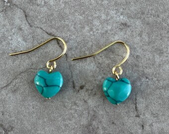 Turquoise Howlite Heart Earrings
