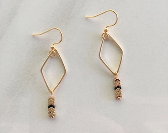 Gold and Black Kite Earrings