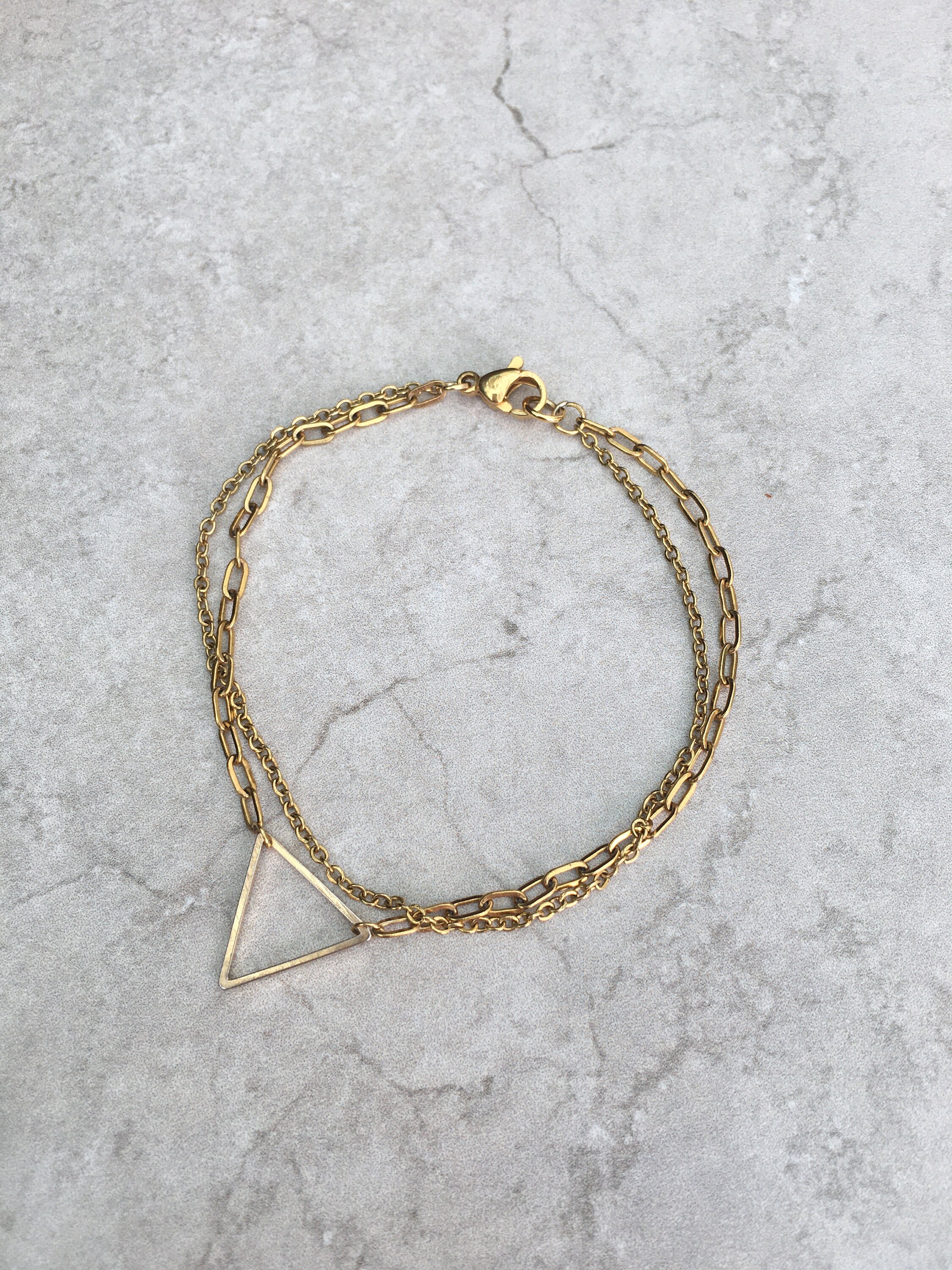 Triangular Gold Bracelets Gold Double Strand Triangle Bracelet - Etsy