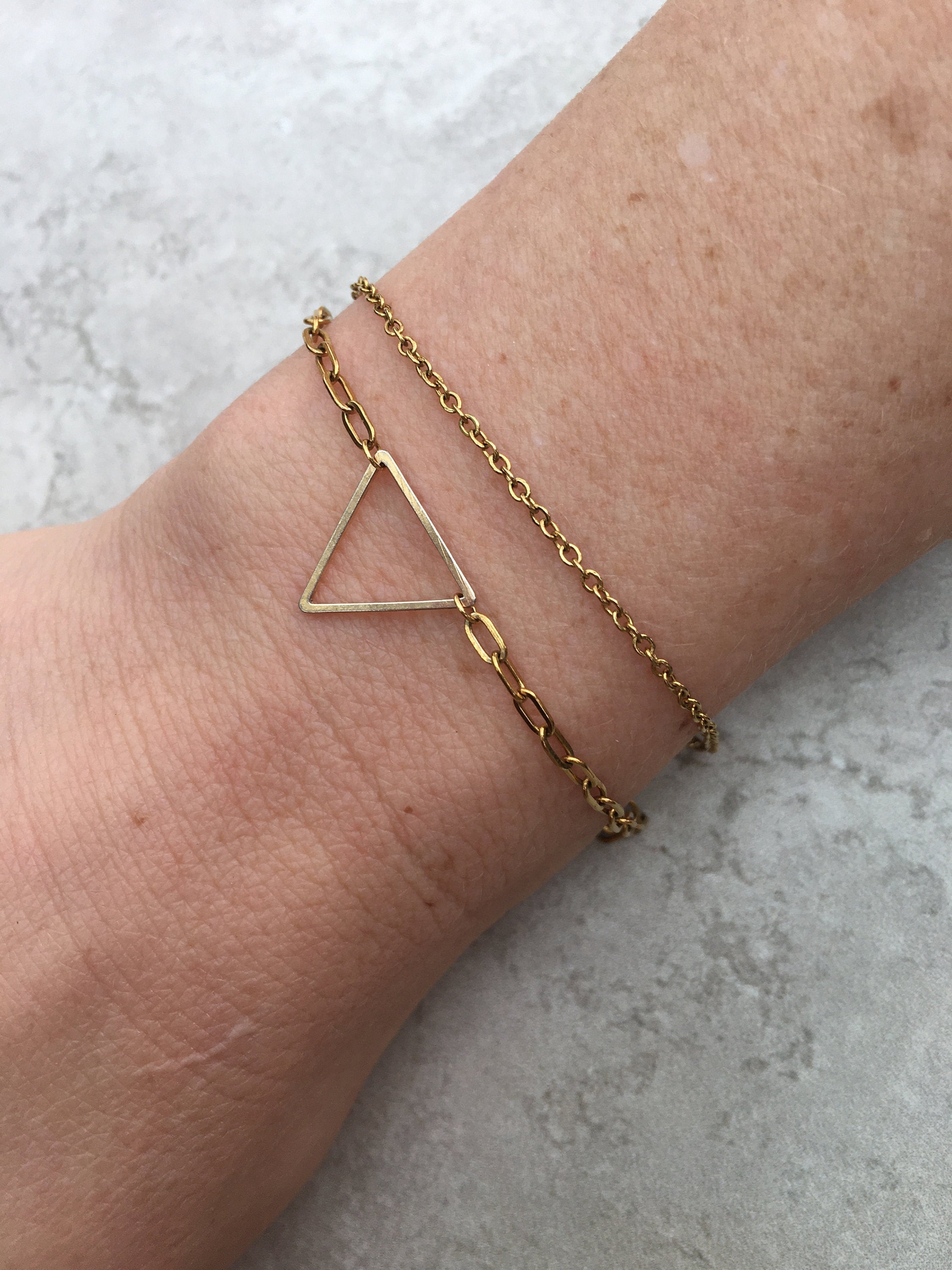 Triangular Gold Bracelets Gold Double Strand Triangle Bracelet - Etsy