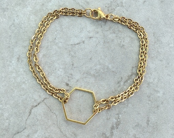 Pulsera hexagonal de oro antiguo