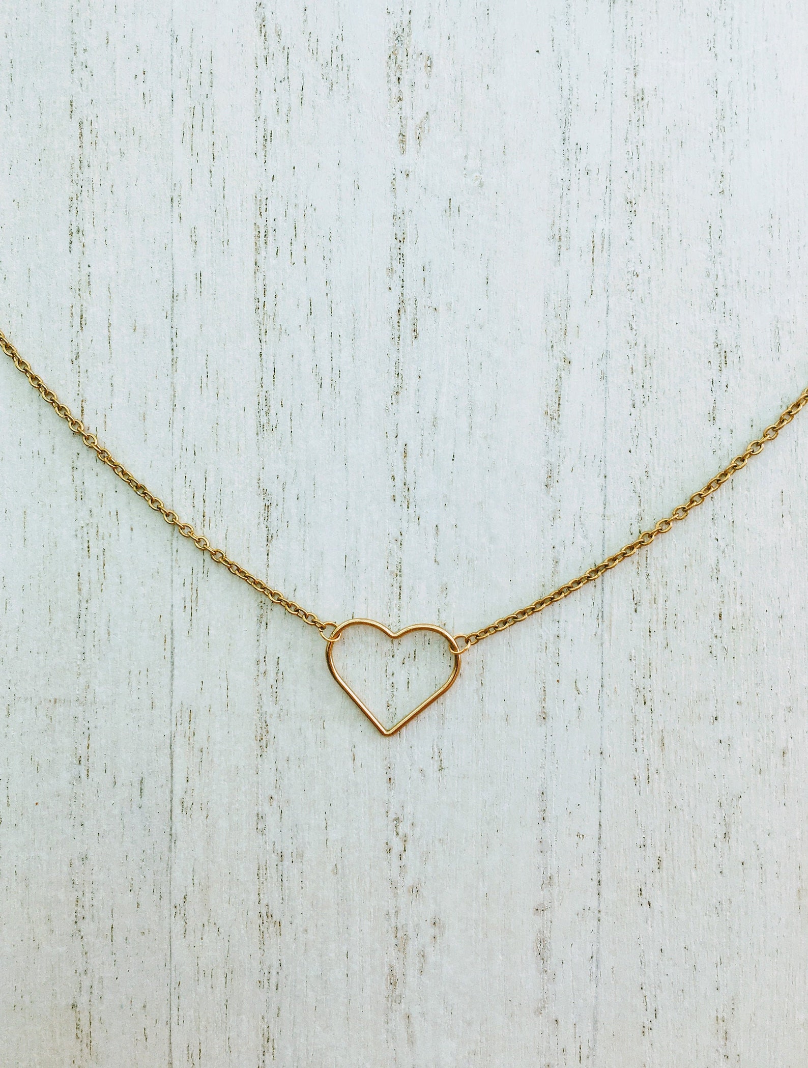 Gold Stainless Open Heart Necklace - Etsy