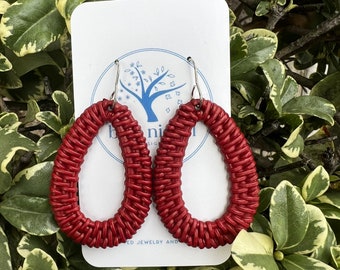Rattan Patterned Acrylic Tear Drops, light weight earrings