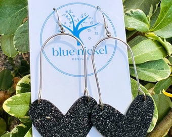Arch earrings, Heart earrings, Leather earrings, gifts for her, Valentine earrings, dangle earrings, lightweight earrings, arch heart
