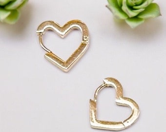Heart Huggie - 18k Gold Plated, Heart earrings