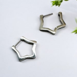 Star Huggie - 18k gold plated, Silver stainless steel star earrings