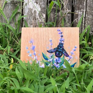 Carpenter Bee  ~ wood panel painting