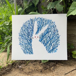 A White Snow Bunny - original watercolor painting