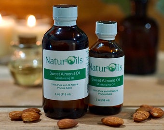 Sweet Almond Oil | Pure and All Natural | Carrier Oil | Vitamin E and A | Skin and Hair Moisturizer | NaturOils | Cold Pressed