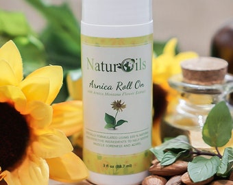 Natural Arnica Roll On | 3 oz | Recovery Roll-On | Muscle Ache Massage Roll On | Natural Body Pain reliever | After Workout Body Ache Relief