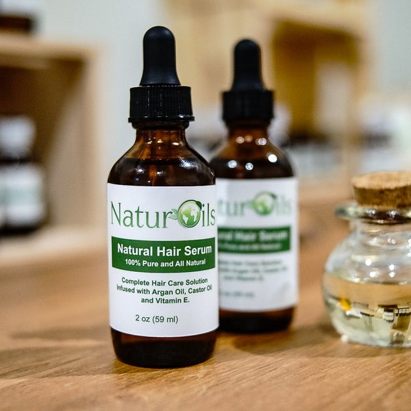 Natural Hair Serum | 2oz | All Natural Complete Hair Care Solution | Great for Natural Eye Lash Growth and Overall Health