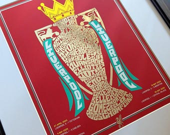 Liverpool 2025 Premier League Championship Silver Foil Poster featuring Salah, van Dijk, Alisson, Alexander-Arnold, Diaz
