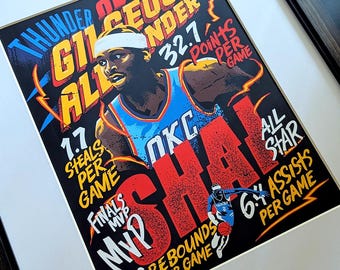 Póster collage de Shai Gilgeous-Alexander / Thunder Art, Oklahoma City Thunder, Oklahoma City Thunder, SGA