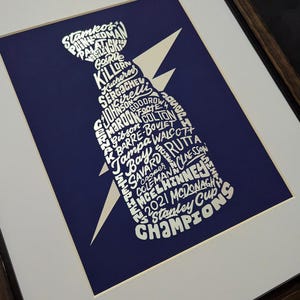 Tampa Bay Lightning 2021 Inspired Stanley Cup Championship Silver Foil or Holographic Poster Art, Lightning Art, Lightning Poster