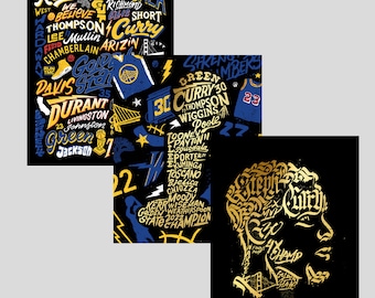 Golden State Warriors Posters Bundle | warriors art, warriors poster, warriors championship, warriors gift for dad