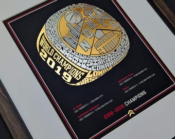 Toronto Raptors Ring Championship Gold Foil Poster | raptors poster, raptors art, raptors champions, we the north, raptors gift