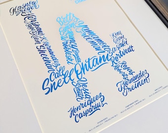 Los Angeles Dodgers World Series 2025 Blue Foil Poster | Shohei Ohtani, Mookie Betts, Yamamoto, Snell, Glasnow, Hernandez, Kershaw