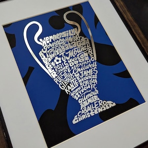 Chelsea FC Champions League Silver Foil Poster Art, Chelsea Art, Chelsea Gift, Chelsea Champions, Chelsea Gift dla taty