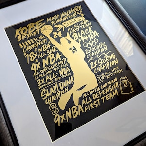 Kobe Bryant Tribute Legacy Gold Foil Poster, Black Mamba Art, Kobe Art, Kobe Poster, Kobe Bryant Art, lakers gift for dad, kobe gift for dad