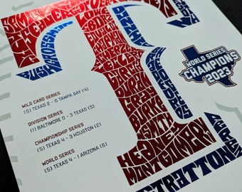 Texas Rangers Championship Foil Poster | rangers poster, rangers art, rangers gift, rangers gift for dad, rangers champions, texas gift