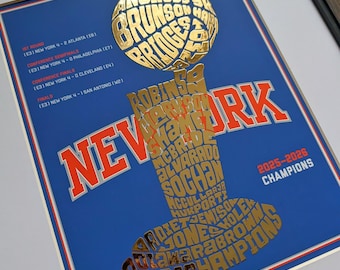 New York Knicks Larry O'Brien Championship Poster | Jalen Brunson, OG Anunoby Karl Anthony Towns, Josh Hart, Mikal Bridges, NY gift