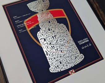 Florida Panthers Stanley Cup Silver Foil poster | panthers art, florida panthers gift, florida panthers, matthew tkachuk, sam reinhart