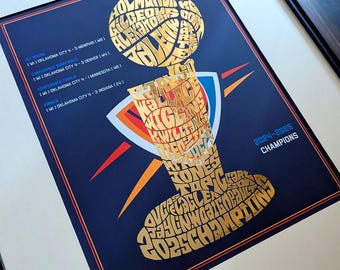OKC Thunder 2025 Cup Goldfolie Poster | Oklahoma City Donner, Okc Donner, Shai Gilgeous Alexander, Sga, Jalen Williams, Holgren