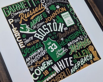 Boston Celtics Legends Poster, Celtics Art, Celtics Gift, Boston Art, celtics gift for dad