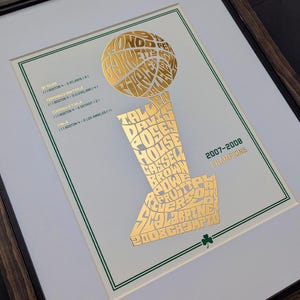 Boston Celtics 2008 Championship Gold Foil Poster | boston celtics art, boston celtics championship, boston celtics gift