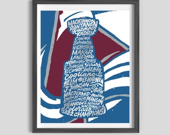 Colorado Avalanche Stanley Cup Silver Foil Poster | avalanche champions, avalanche, colorado poster, avalanche art, colorado art