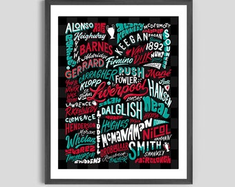 Liverpool FC Legends Poster, Liverpool gift, Liverpool Art, Liverpool Champions, Liverpool Premier League, Liverpool Greatest Players