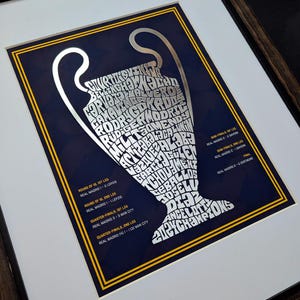 Real Madrid Champions League 2024 Silver Foil Poster Art | Real Madrid Art, Real Madrid Gift, Real Madrid Champions