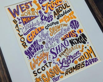 Los Angeles Lakers Legends Black Poster , Lakers Art, Lakers Poster, Lakers Championship