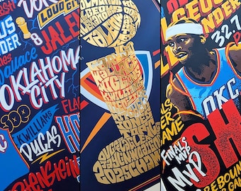Pósteres de los Oklahoma City Thunder (paquete de 3) / Oklahoma City Thunder, Oklahoma City Thunder, Shai Gilgeous Alexander, SGA, Jalen Williams, Holmgren