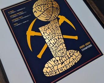 Denver Nuggets Championship Gold Foil Poster | nuggets poster, nuggets champions, nuggets art, jokic art, nikola jokic, denver nuggets