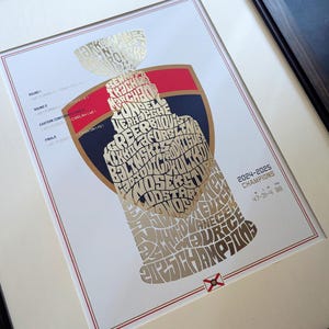 Florida Panthers 2025 Stanley Cup zilverfolie poster | panterskunst, florida panters cadeau, florida panters, matthew tkachuk, sam reinhart