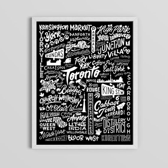 Toronto Neighborhoods and Streets Poster Toronto Poster Etsy UK