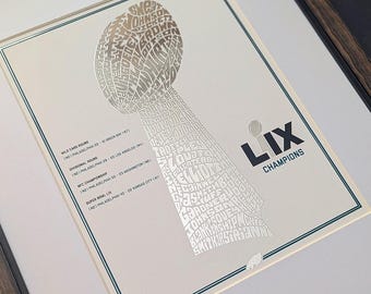 Philadelphia Eagles Super Bowl LIX Silver Foil Poster | eagles poster, eagles art, philadelphia, jalen hurts