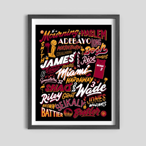 Miami Heat Legends Poster Miami Heat Art Miami Heat Poster 