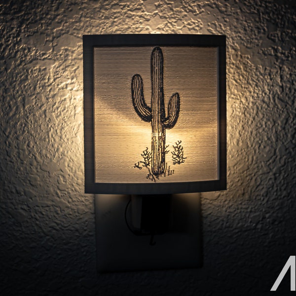 Saguaro Cactus 3-D printed Nightlight l Plug in Nightlight