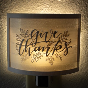 Give Thanks Nightlight l Plug in Nightlight | Fall Thanksgiving Decor