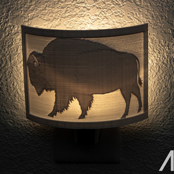 Bison Buffalo 3-D printed Nightlight l Plug in Nightlight