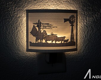 Cowboy Scene 3D-geprint nachtlampje l Plug in nachtlampje
