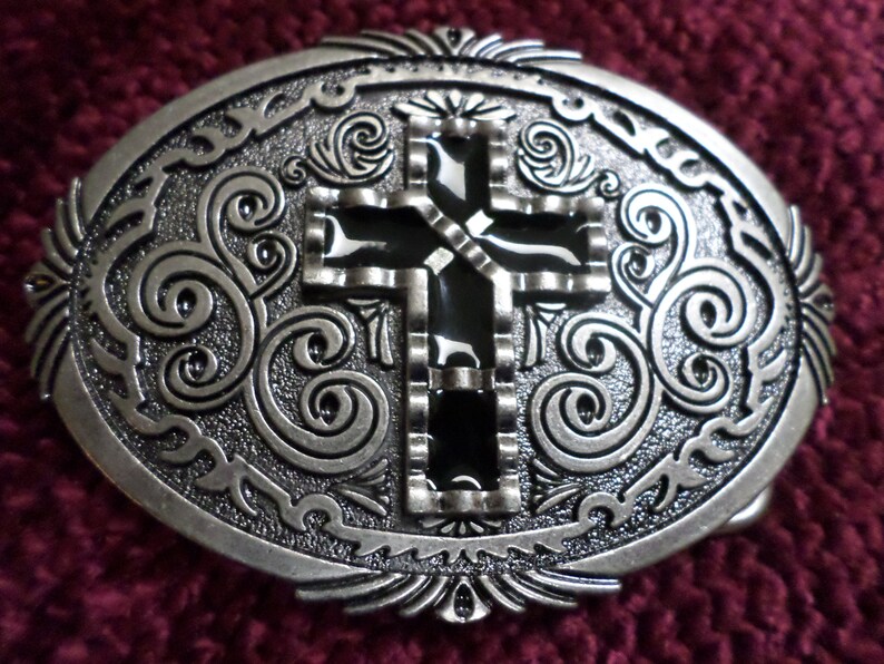 Belt Buckle with Black Enamel Cross NWT Perfect Gift 2 Etsy