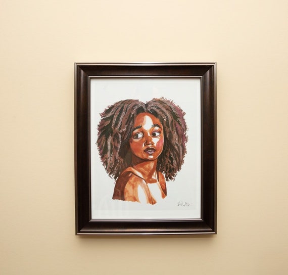 Art Print Portrait Of A Girl Marker Art Curly Hair Etsy