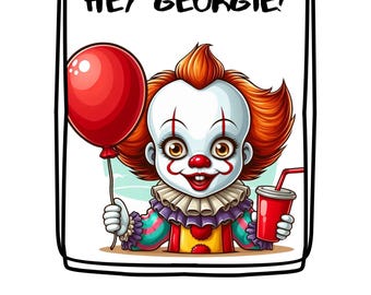 Pennywise IT Clown Digitaldruck Hey Georgie Ballonkarikatur